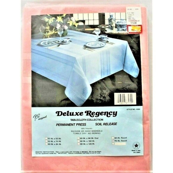 Vintage Deluxe Regency Pink Satin Stripe Tablecloth  70" Round - Picture 1 of 2